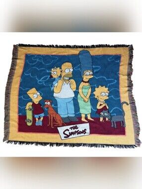 Vintage  Simpsons Family Woven Throw Blanket